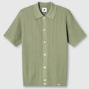 Pretty Green Barker Retro 70s Knitted Shirt in Green