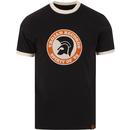 trojan records mens retro mod spirit of 69 graphic large chest print contrast ringer tshirt black