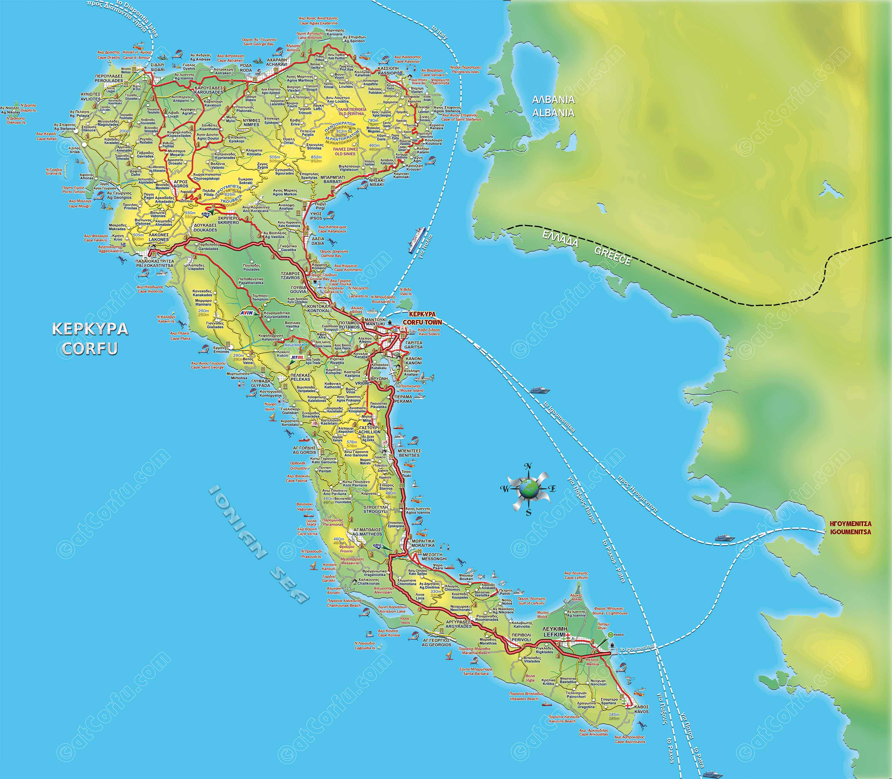 Corfu Greece map