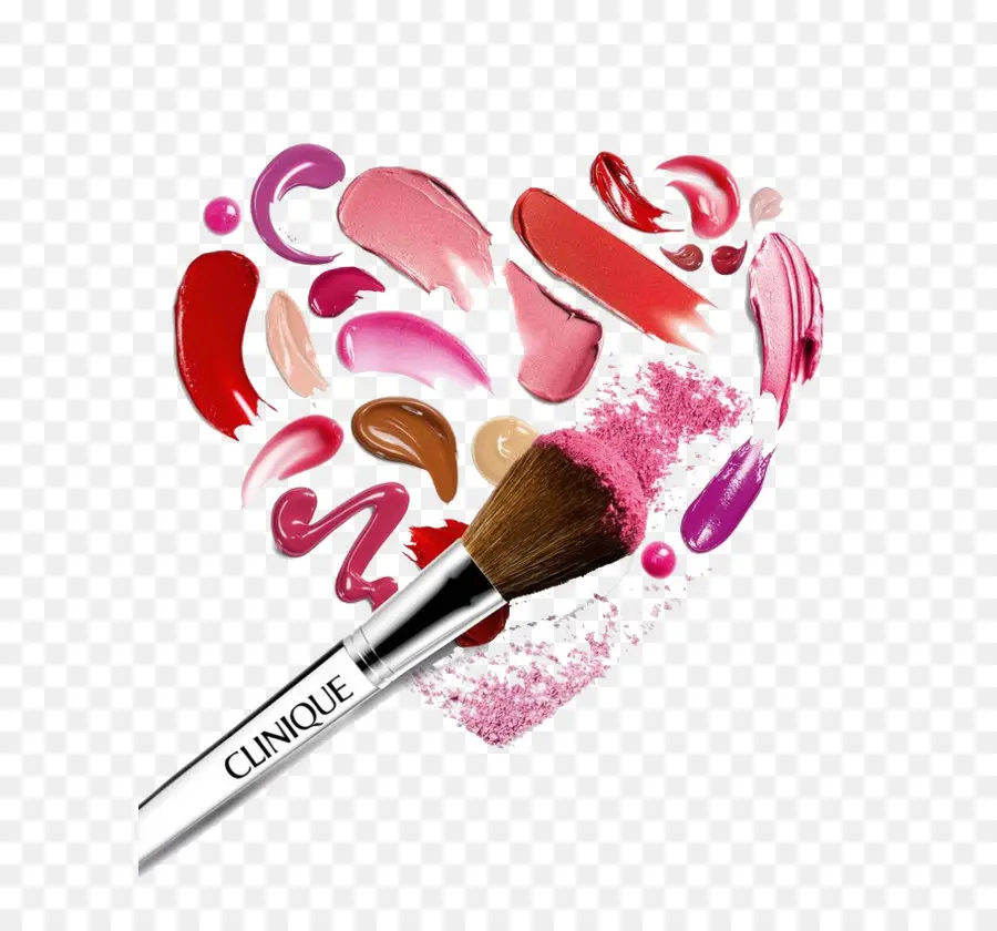 A forma di cuore con colori trucco e pennello