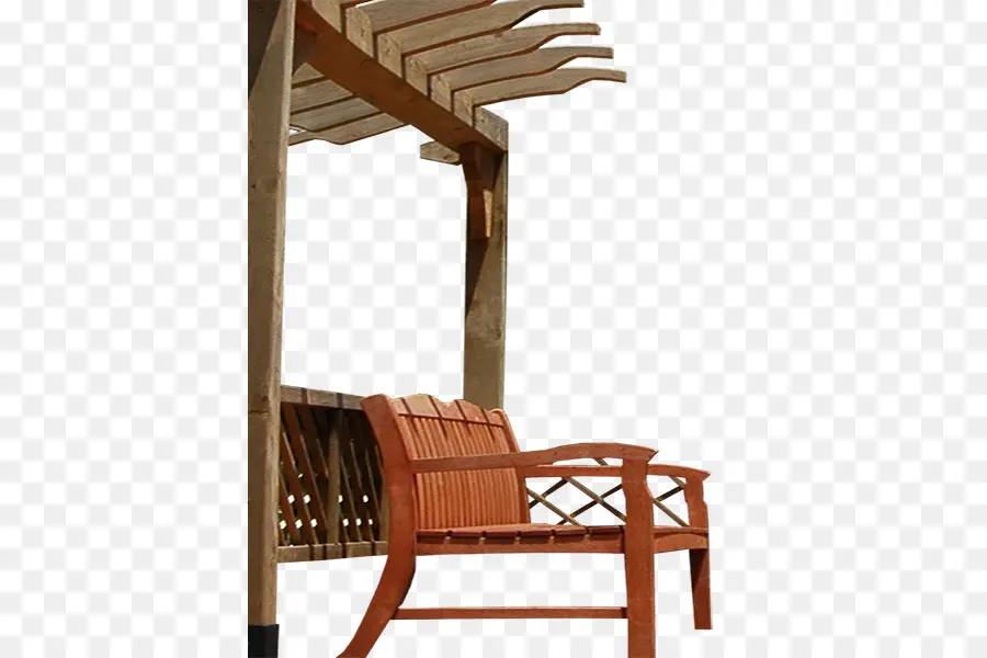 Wooden Bench under Pergola