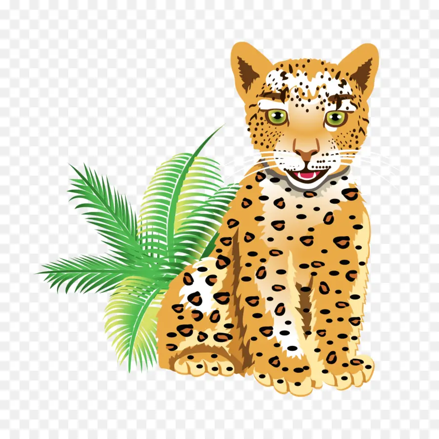 Leopard dễ thương với lá cọ