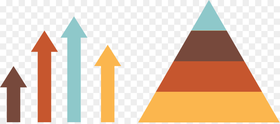 Grafico di crescita con frecce e piramide