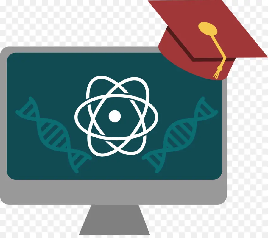 Abschlusskappe und Computer für den naturwissenschaftlichen Unterricht