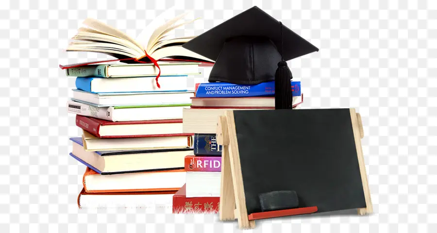 Cappello da laurea e libri per l'istruzione