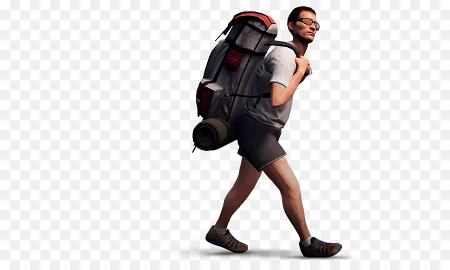 Cartoon Hiker with Large Backpack