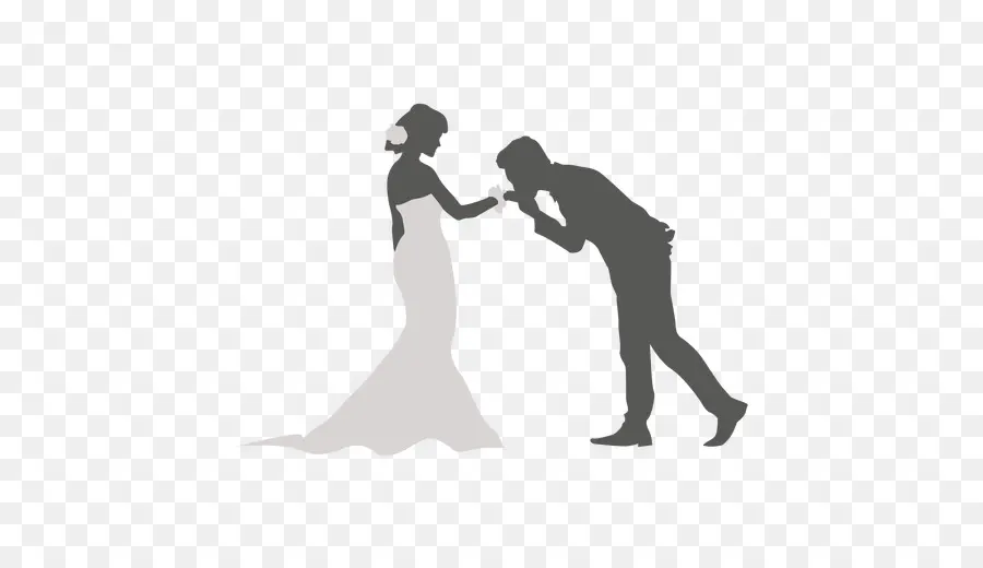 Silhouette eines küssenden Hochzeitspaares