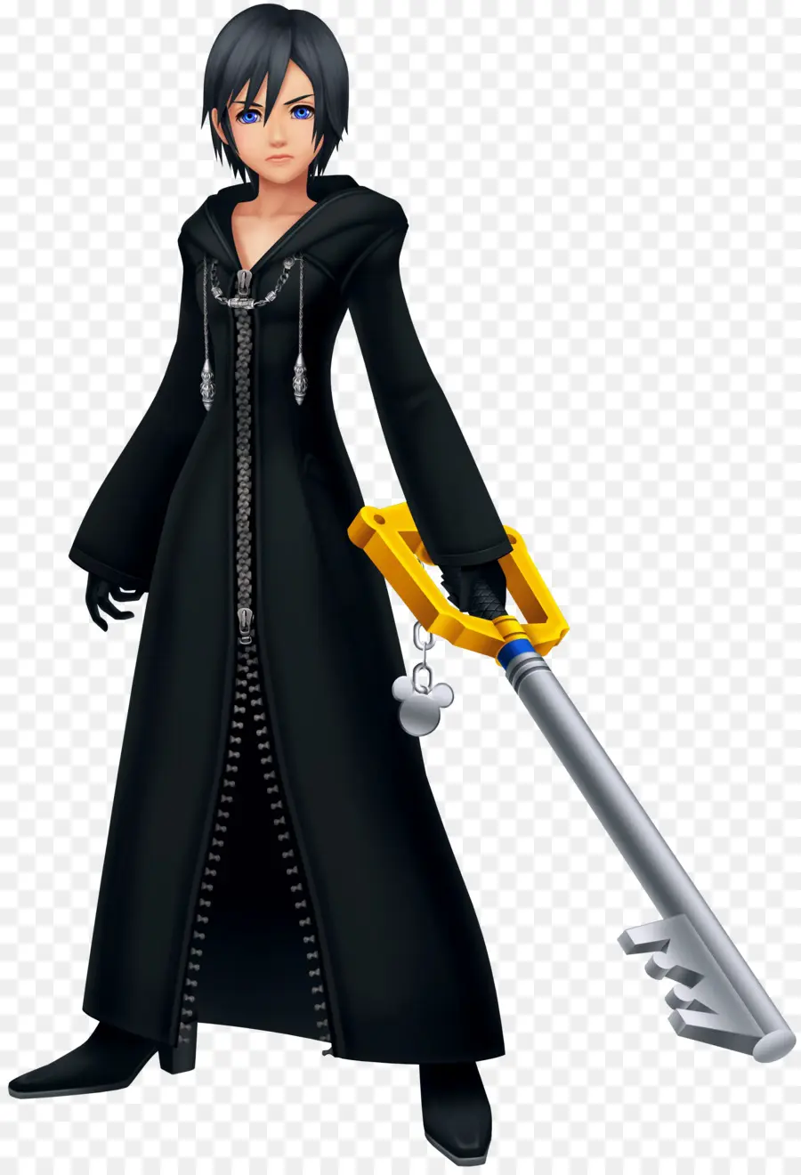 Nhân vật với keyblade trong áo khoác đen