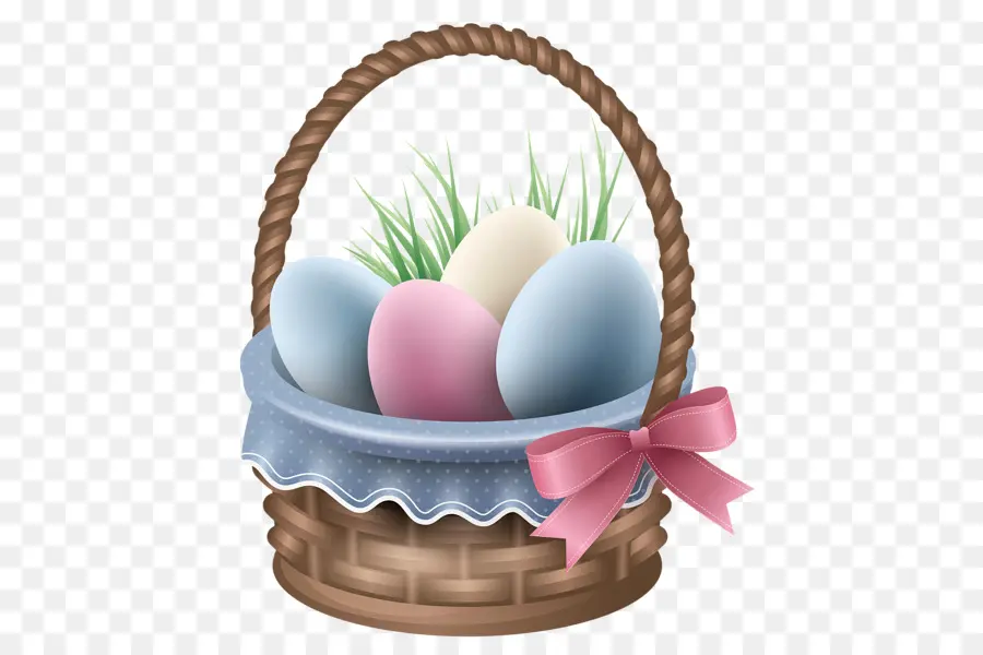 Easter Basket with Colored Eggs