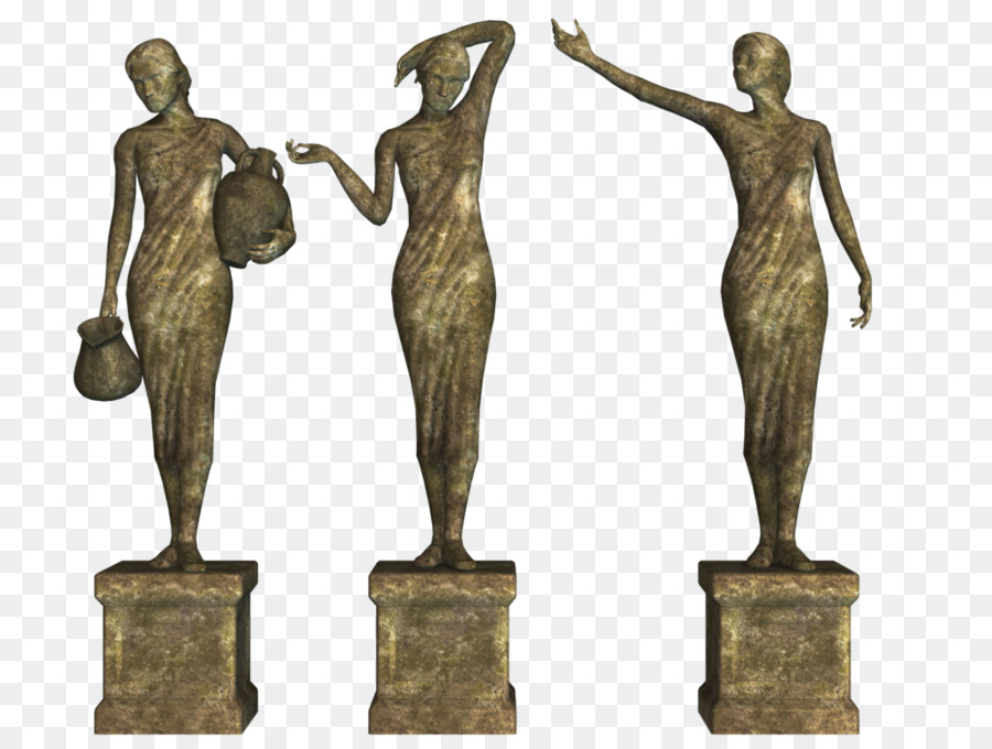 Tre statue di bronzo in diverse pose