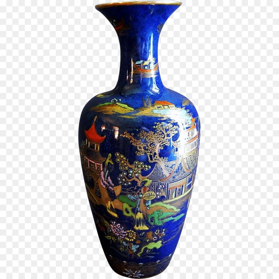 Blaue und weiße Porzellanvase mit Blumenmuster