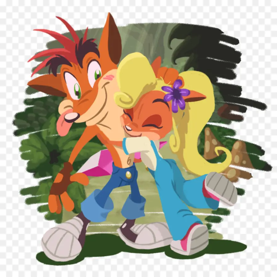 Crash e Coco Bandicoot si abbracciano