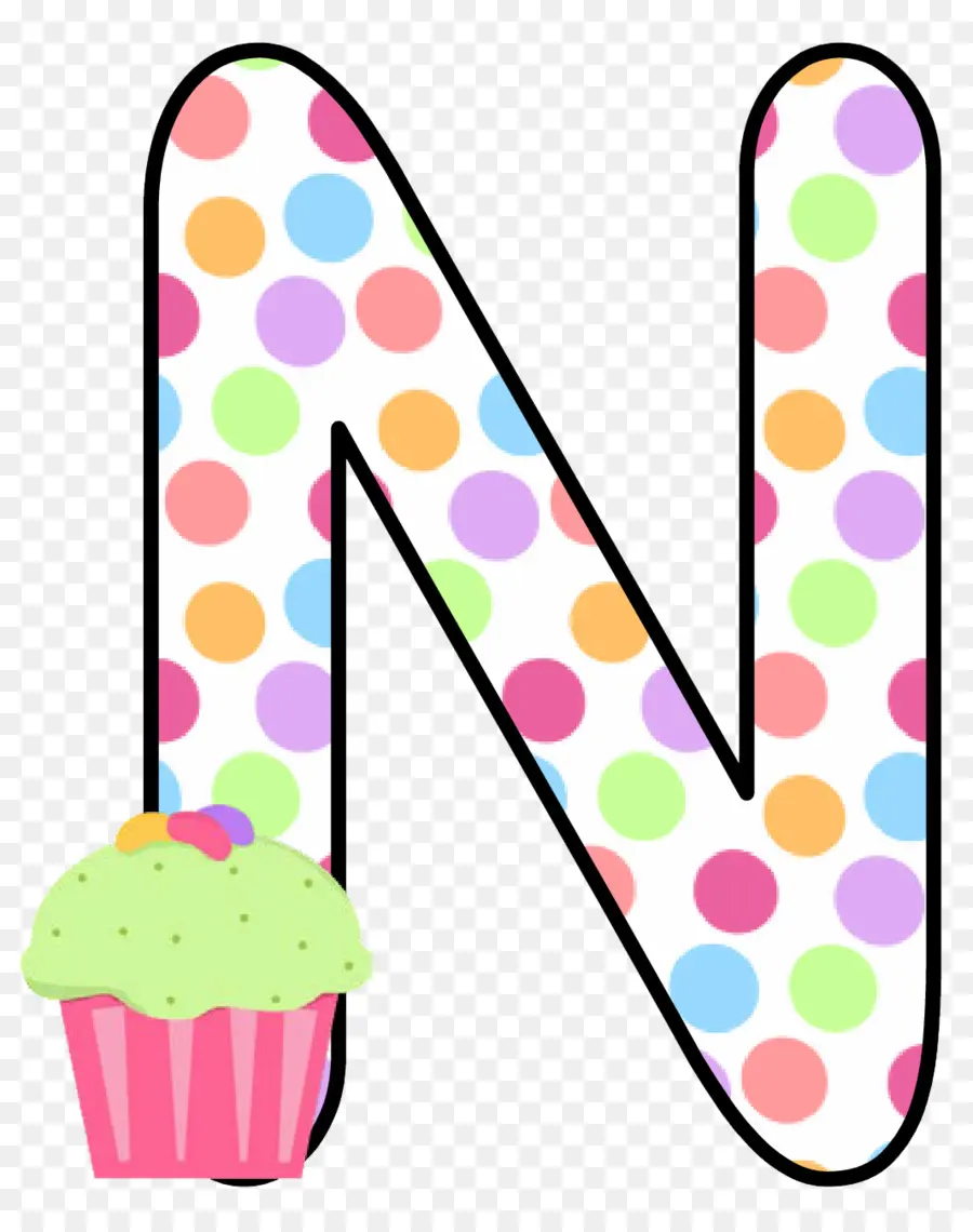 Polka Dot Buchstabe N mit Cupcake