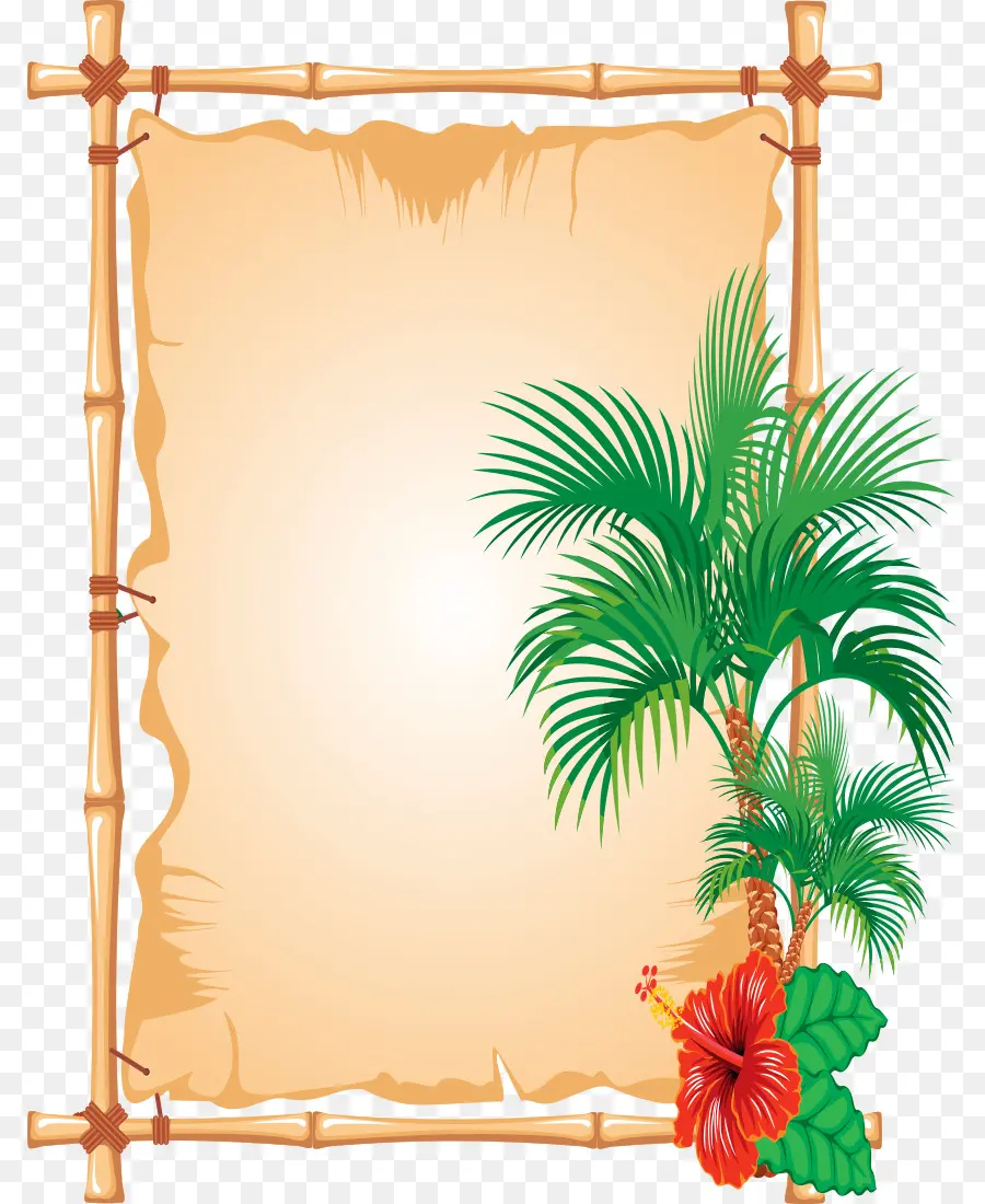 Cornice tropicale con palme e fiori