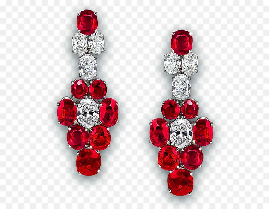 Elegante rote und weiße Edelsteinohrringe