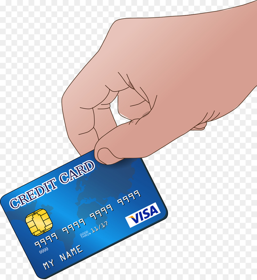 Mano che tiene l'illustrazione della carta di credito