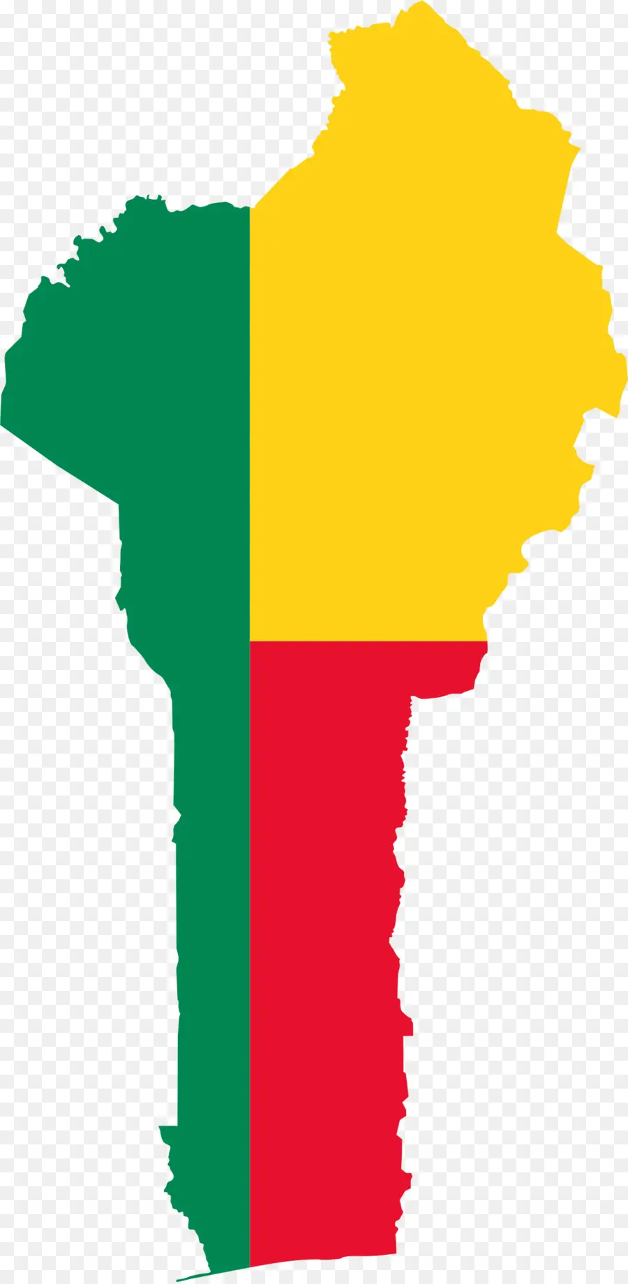 Karte von Benin mit Flaggenfarben