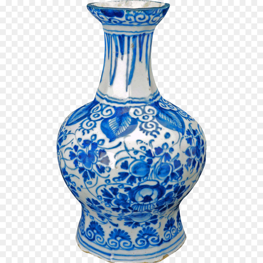 Blaue und weiße Porzellanvase mit Blumenmuster