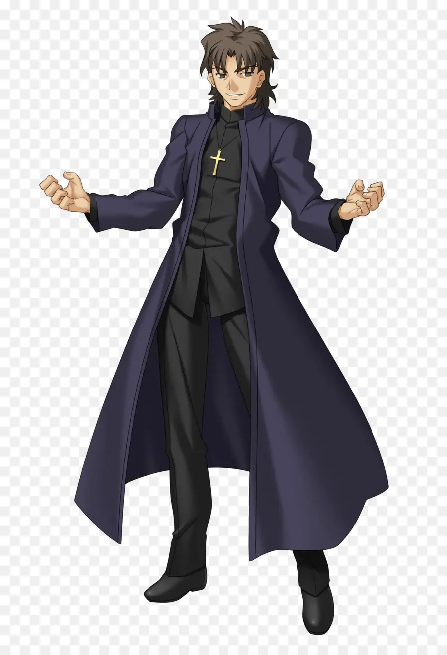 Elegante personaggio anime in cappotto scuro