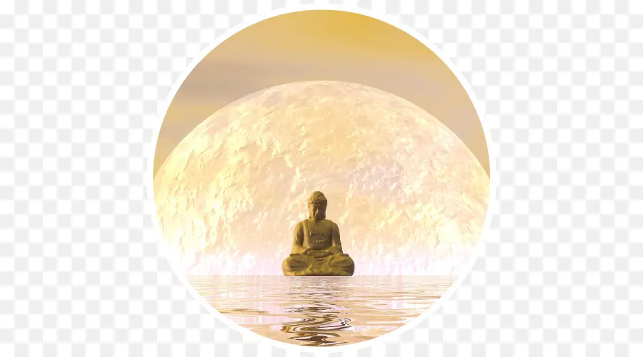 Statua del Buddha con luna e acqua