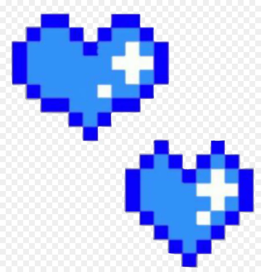 Arte digitale di cuori pixel blu