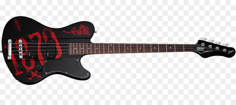 Rote E-Gitarre mit Totenkopf-Design