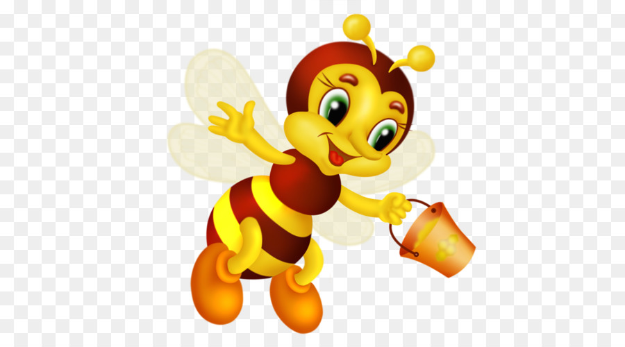 Bee hoạt hình dễ thương với một cái xô