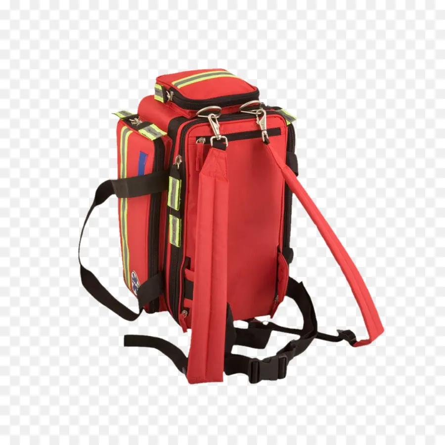 Roter Rucksack mit Riemen