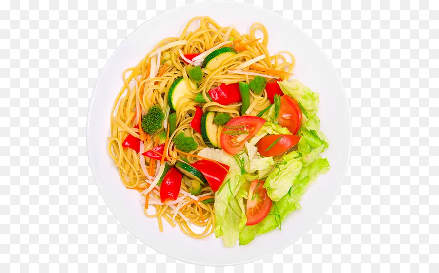 Insalata di pasta colorata con verdure