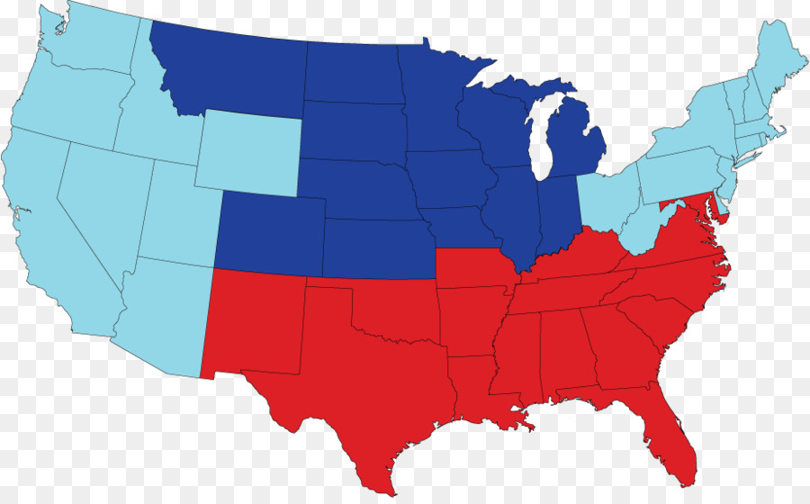 Karte der USA mit hervorgehobenen Regionen