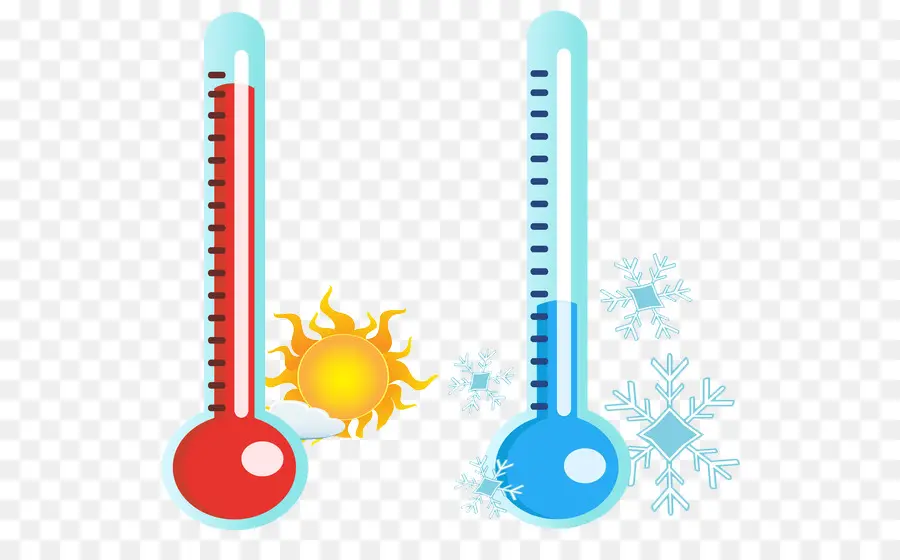 Termometri che mostrano temperature calde e fredde