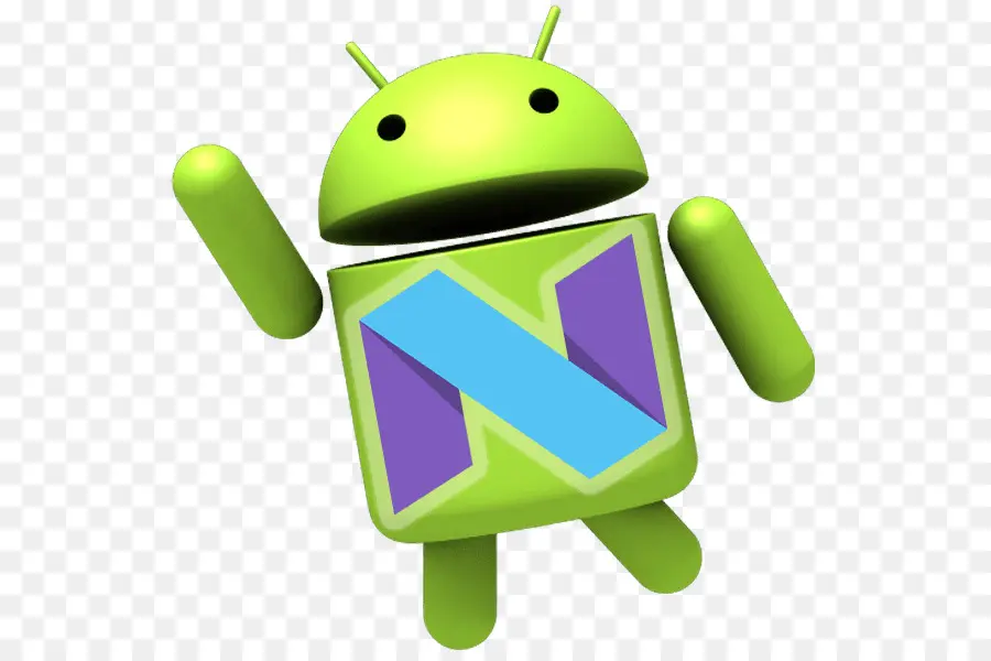 Grüner Android-Roboter mit N-Logo