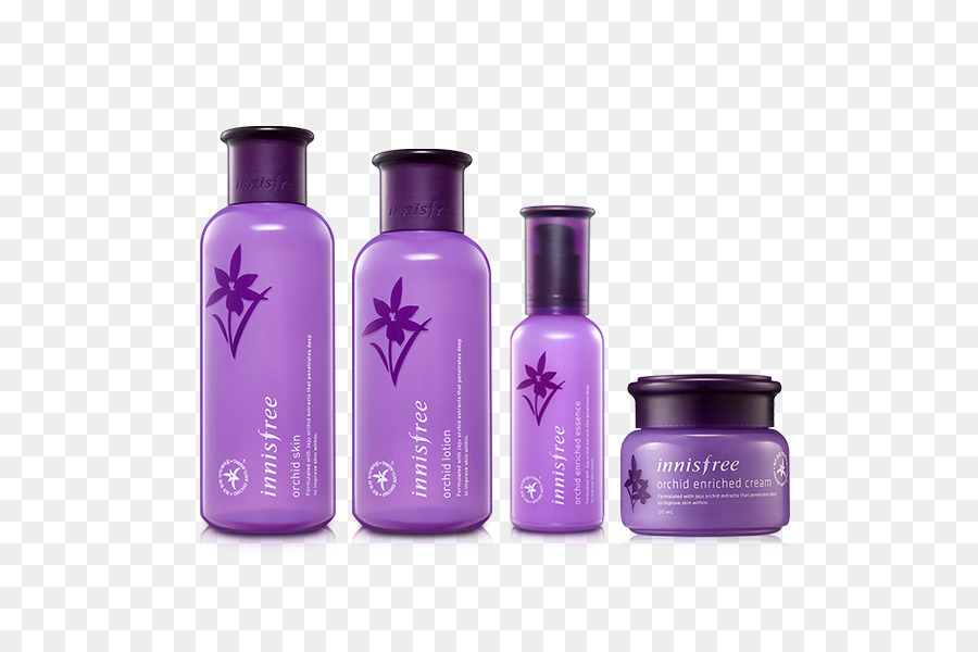 Prodotti per la cura della pelle Innisfree in flaconi viola