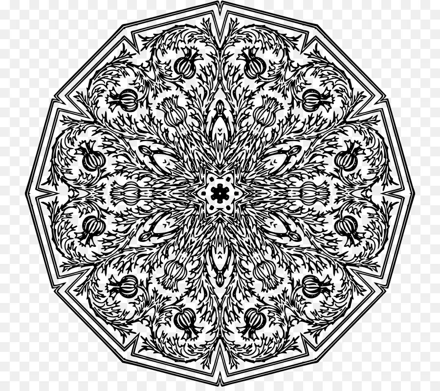 Kompliziertes Schwarz-Weiß-Mandala