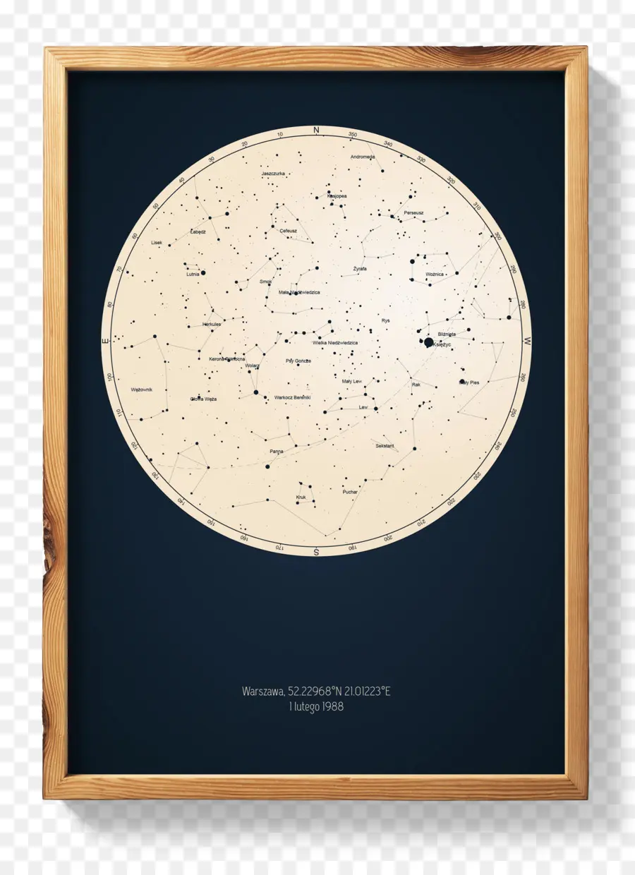 Mappa stellare incorniciata con costellazioni