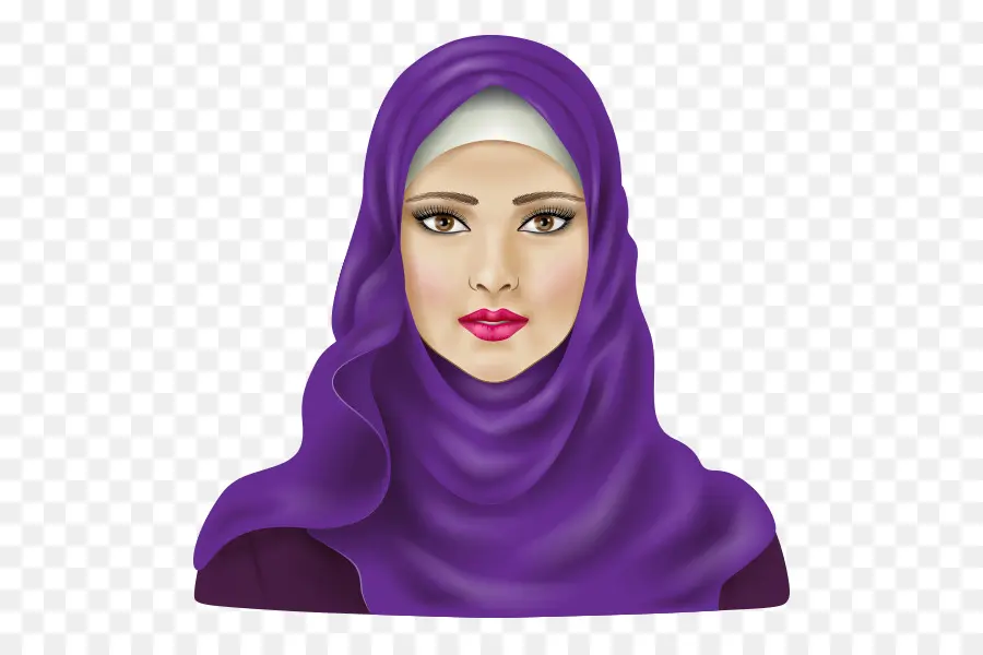 Người phụ nữ trong hình minh họa Hijab màu tím