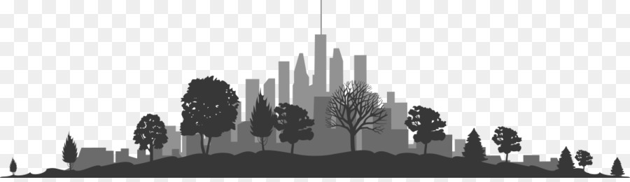 Skyline della città con alberi