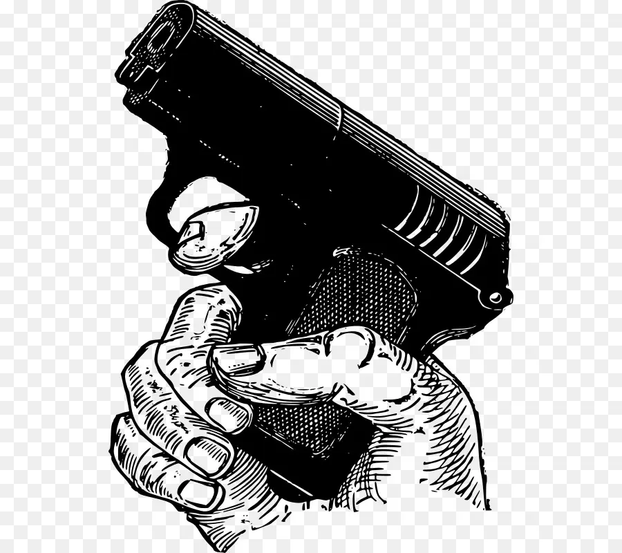 Black and White Handgun Illustration