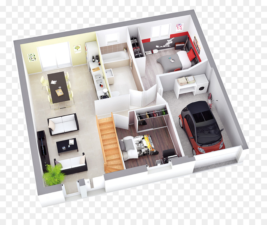 3D, piano, piano Casa, Appartamento, Camera da letto