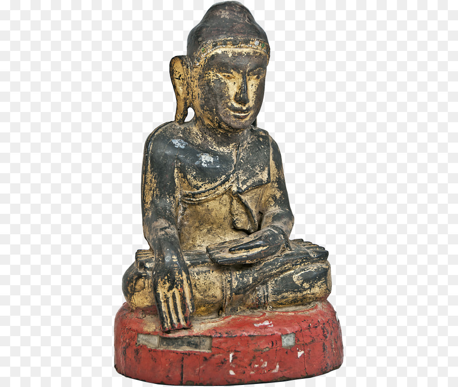 Antica statua di Buddha in legno