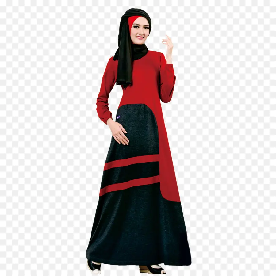 Abito alla moda rosso e nero