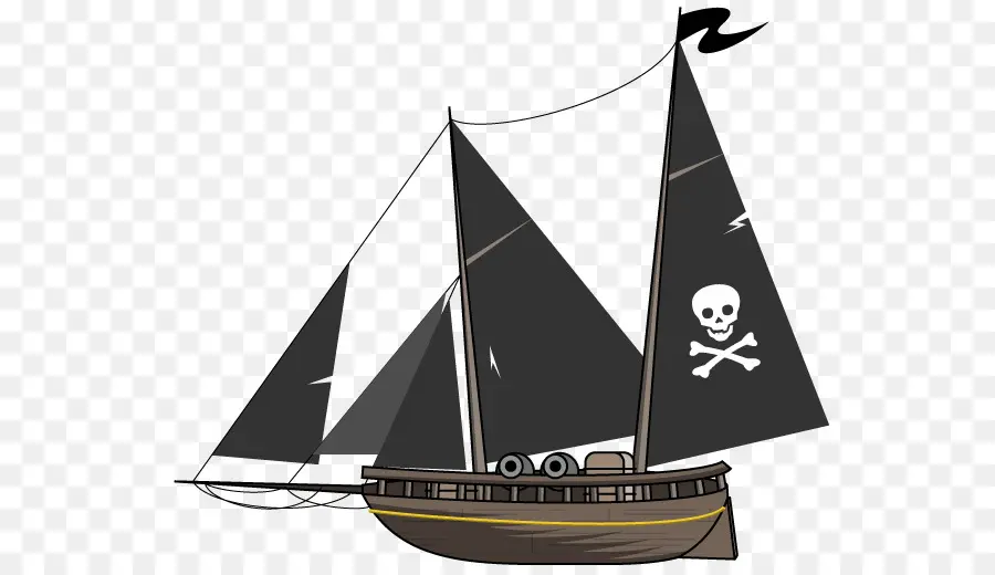 Cartoon-Piratenschiff mit Totenkopf-Flagge