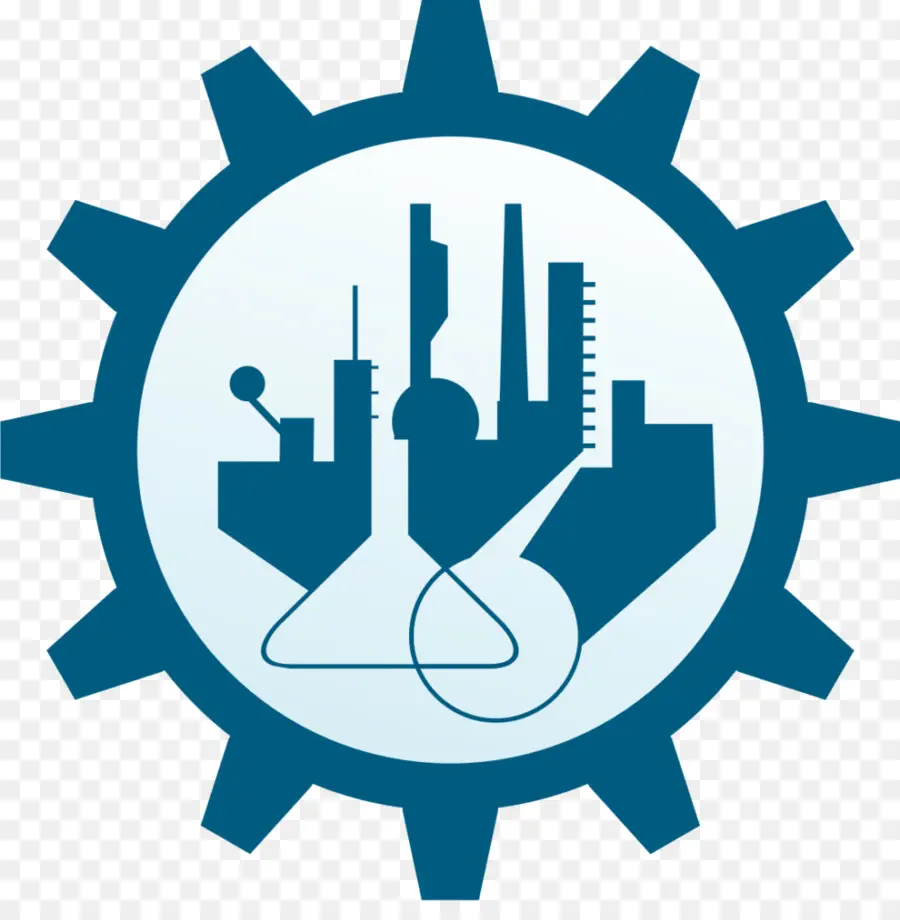 Industrielle Ikone mit Ausrüstung und Fabrik