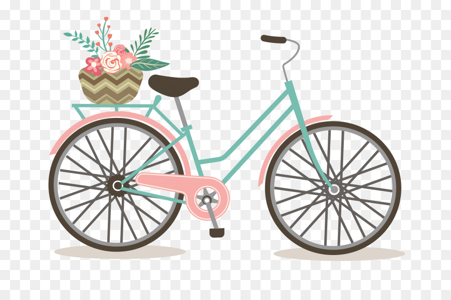 Rotes Fahrrad mit Blumen