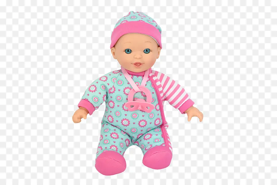 Süße Babypuppe im rosa Outfit