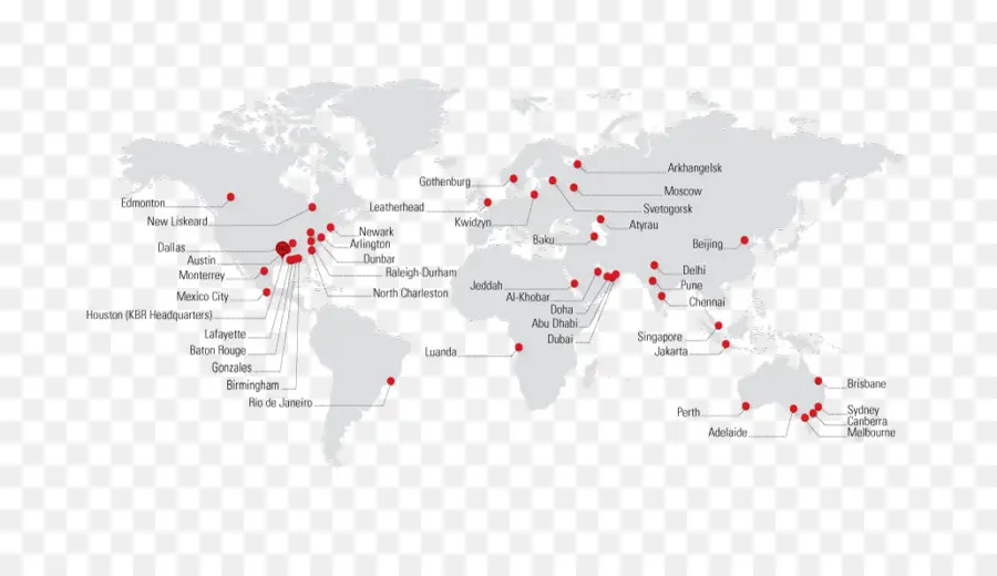 Mappa del mondo con posizioni contrassegnate