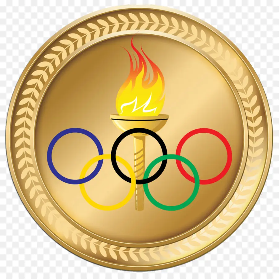 Medaglia d'oro olimpica con torcia