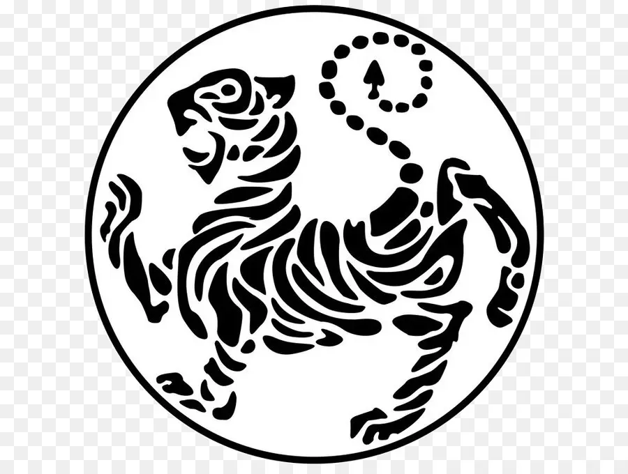 Schwarz-weißer Tiger im Kreis