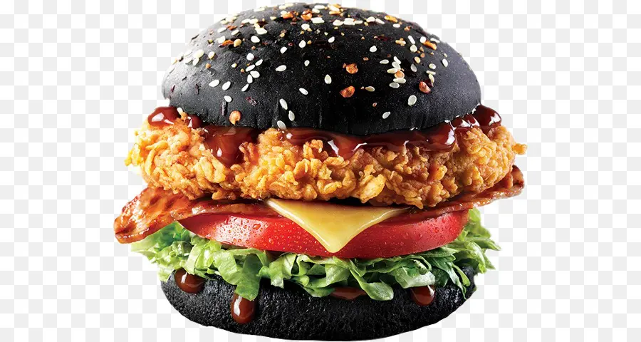 Köstlicher Black Bun Chicken Burger