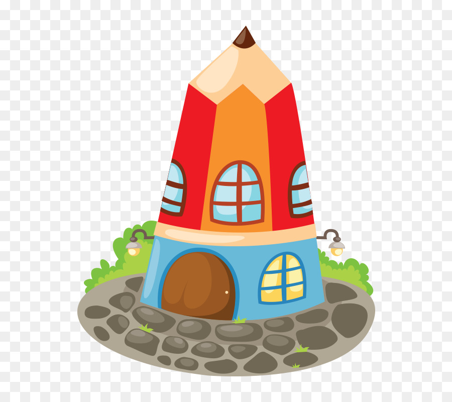 Small Cute Doodle House Shaped Like a Pencil